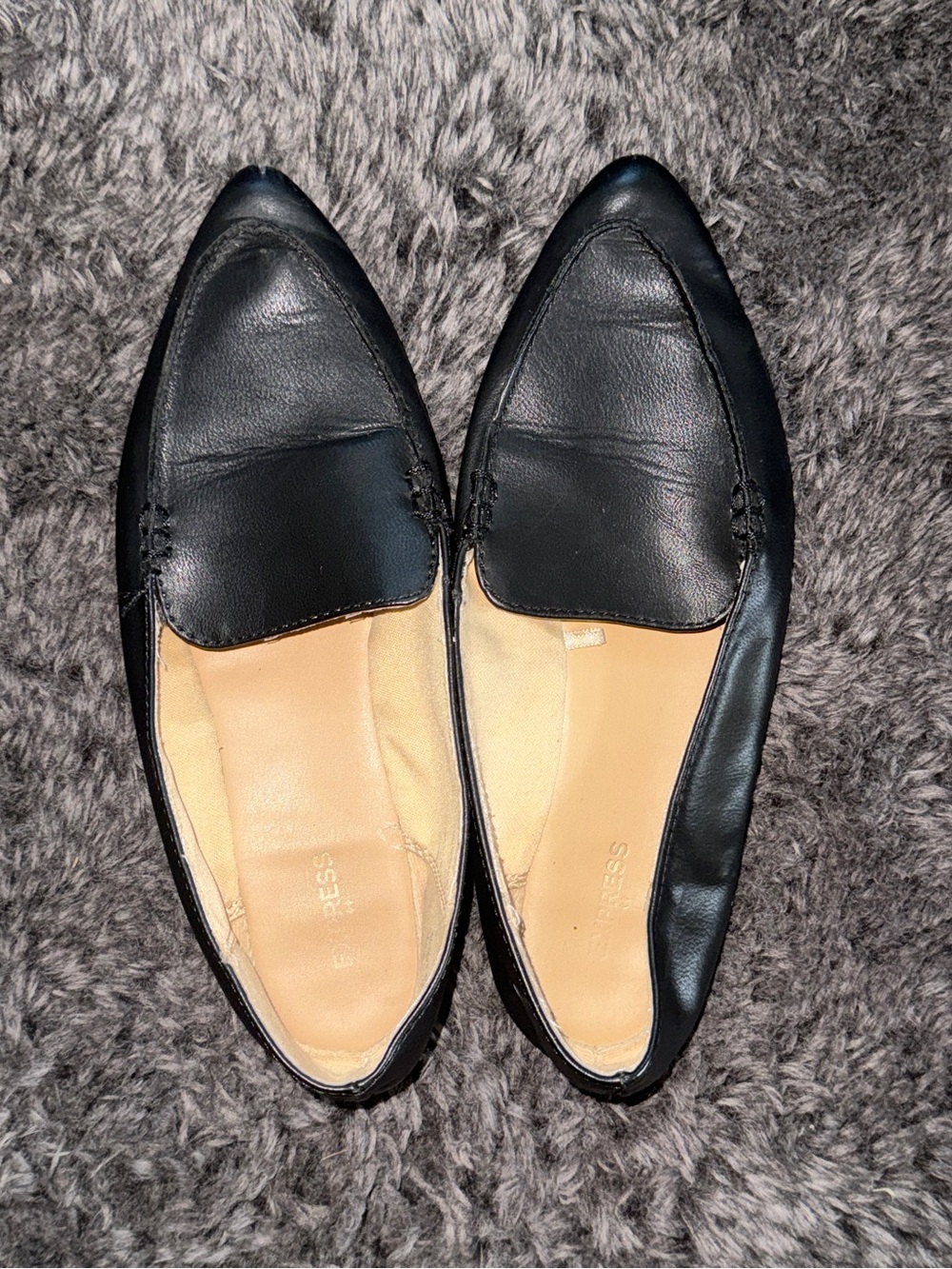Express Women's Black Pointed Slip-On Loafers
